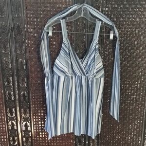 Motherhood Maternity Top in Shades Of Blue Vertical Stripes Small Camisole